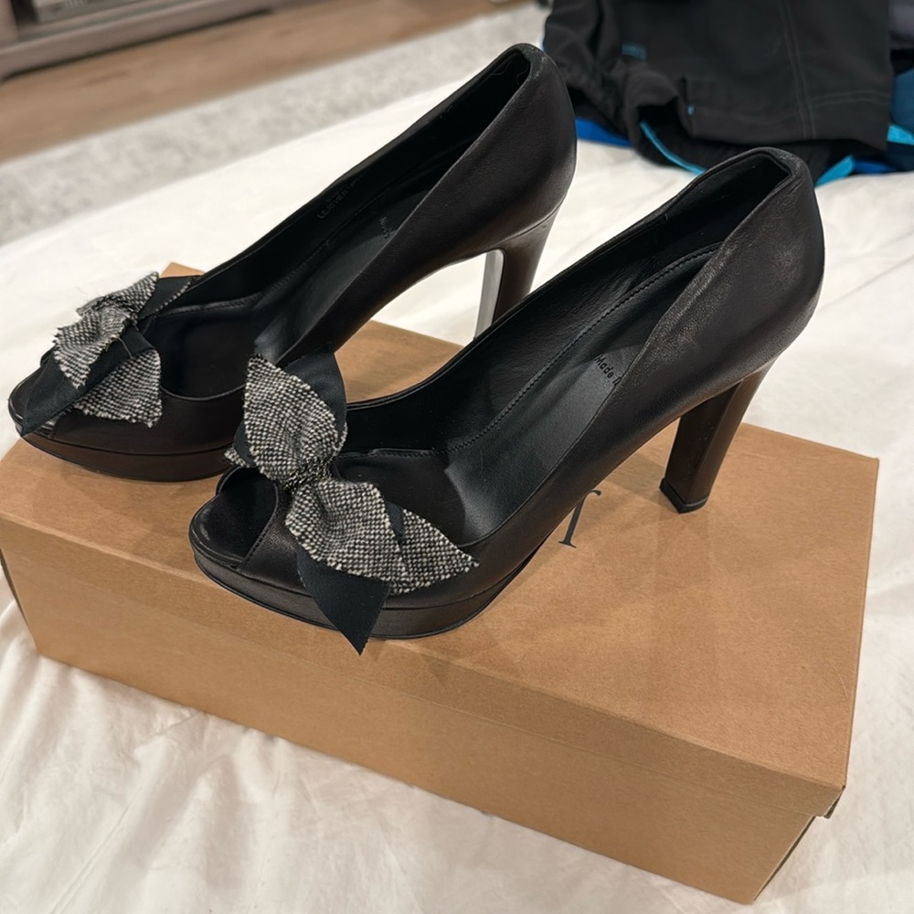 J.Crew Little Bow Tweed Platform Pumps brand new in box size 9 Black